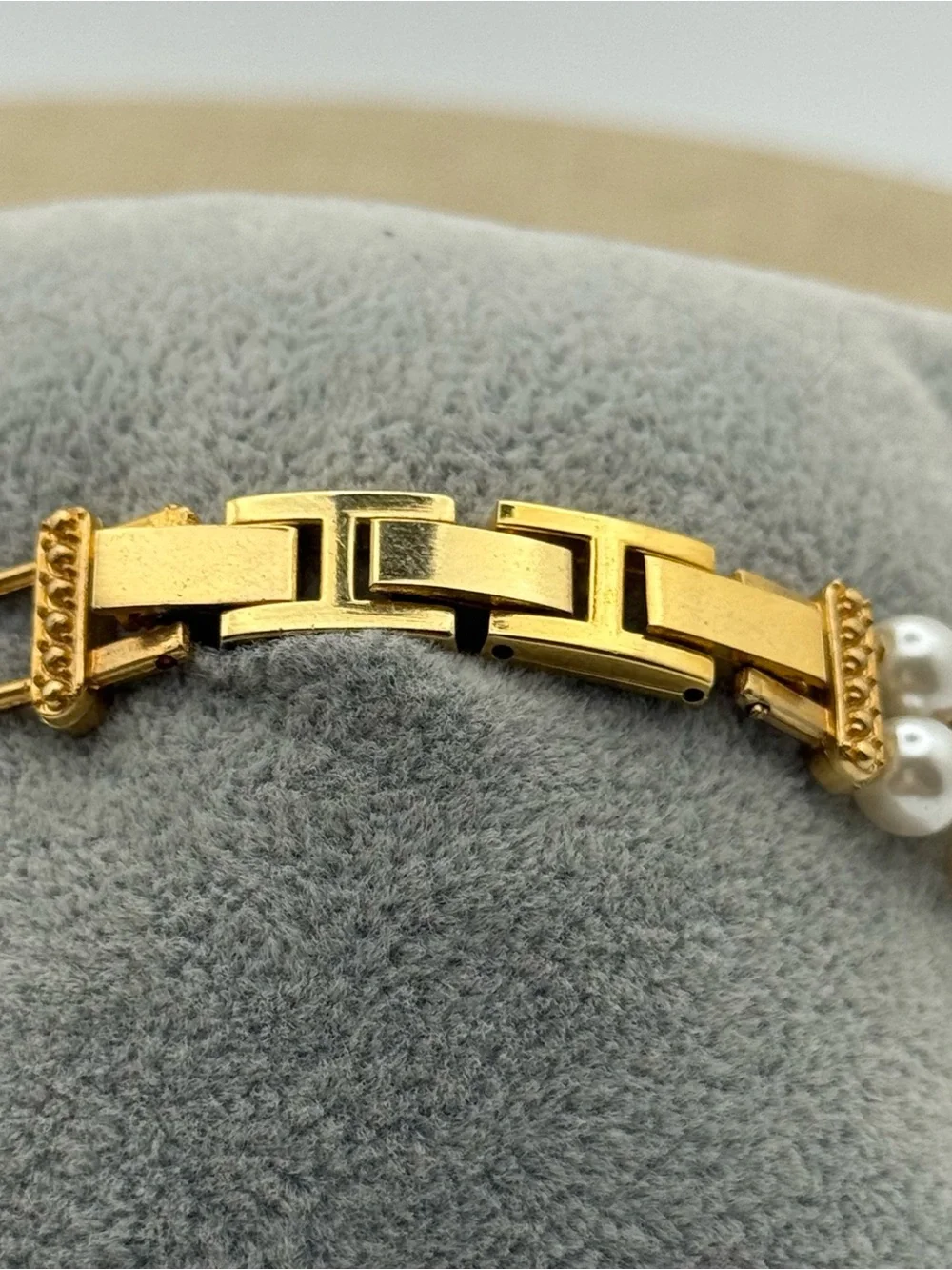 Womans Louis Delon Gold Crystal & Pearl Bracelet Watch